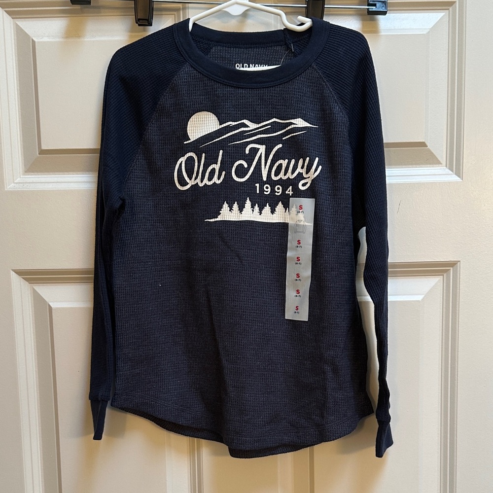 Old Navy Kids Dark Blue Graphic Long Sleeve Tee